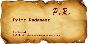 Pritz Radamesz névjegykártya
